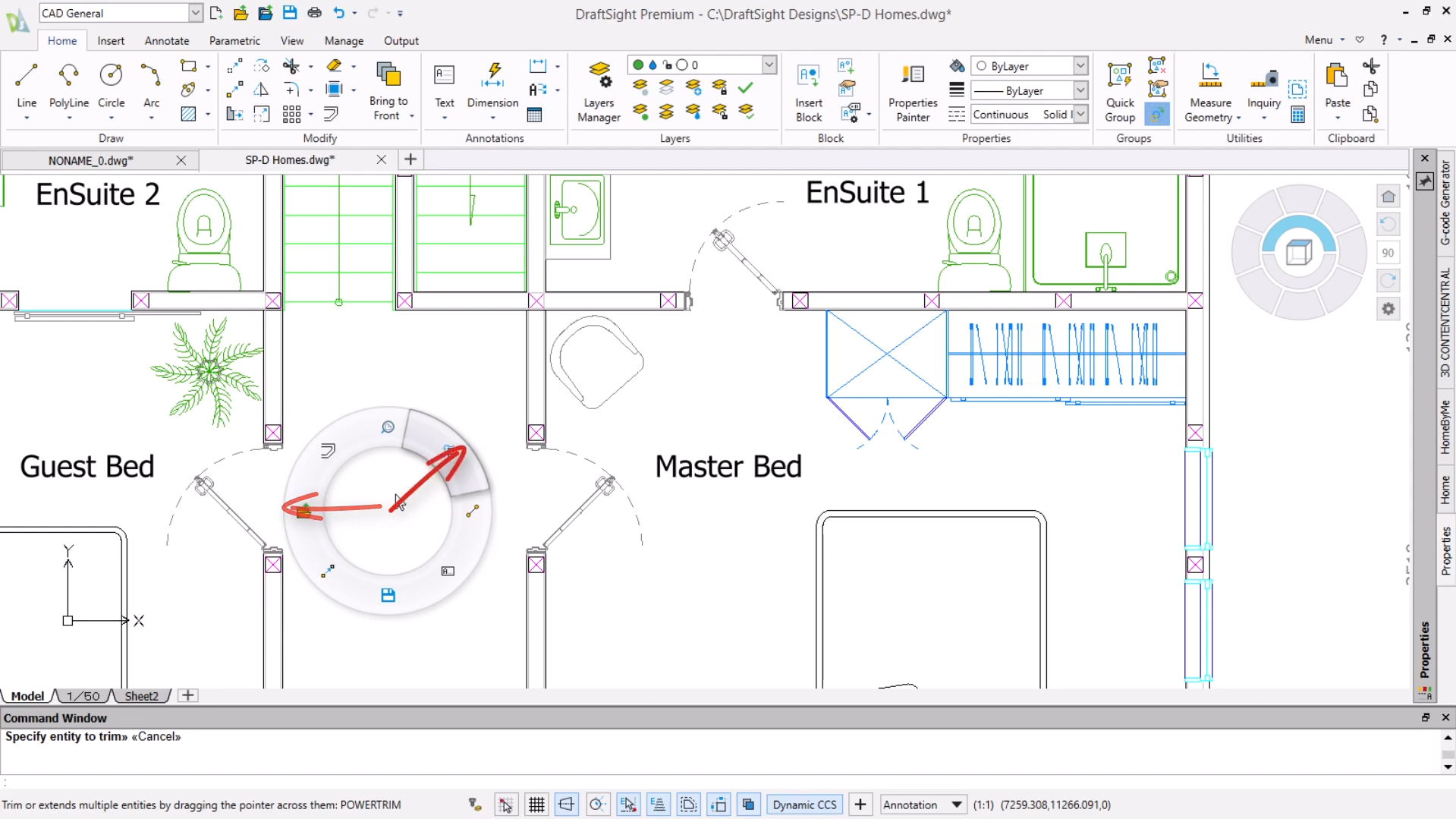 draftsight geste miša